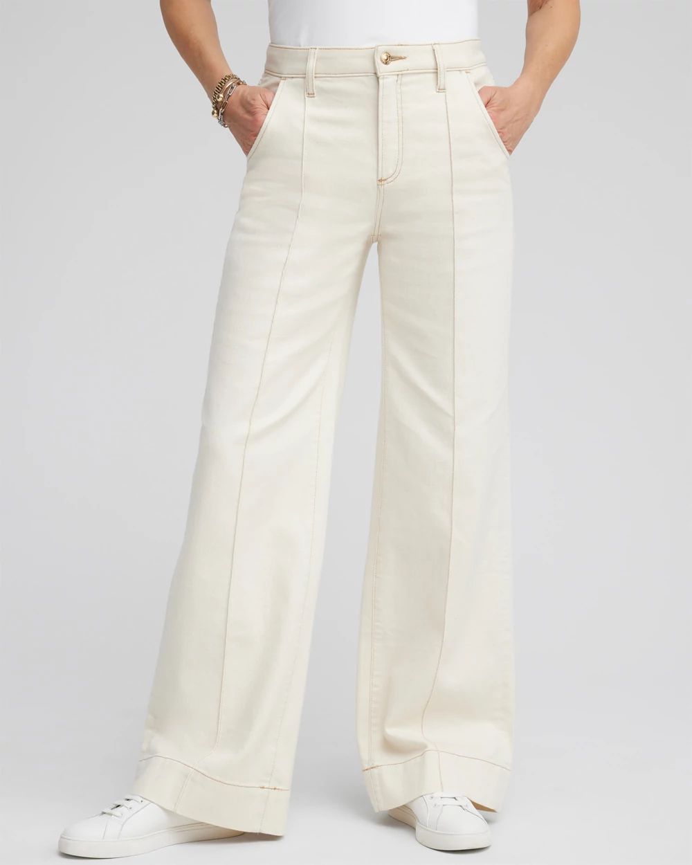 Pintuck High Rise Wide Leg Jeans | Chico's
